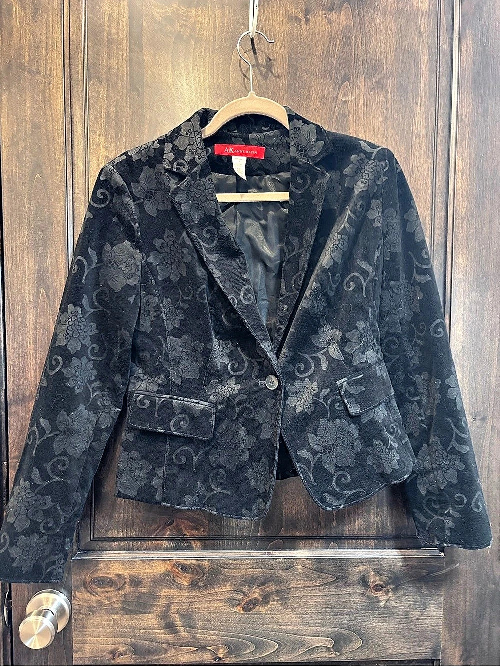 Anne Klein Floral Jacquard Blazer in Black Size 4 Like New